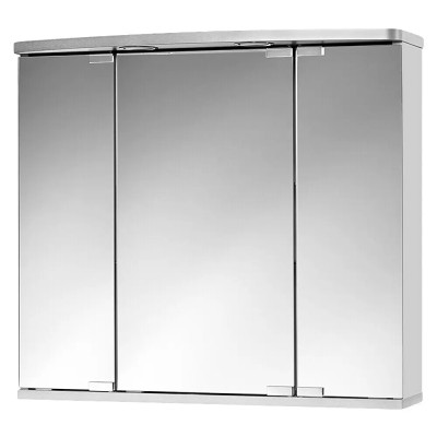 Zrcadlová skříňka LED Doro, 67,4 x 60 cm, dřevo, stříbrná - B