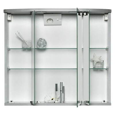 Zrcadlová skříňka LED Doro, 67,4 x 60 cm, dřevo, stříbrná - B