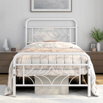 Kovový rám postele 614202 white, 90 x 200 cm, bílý - B