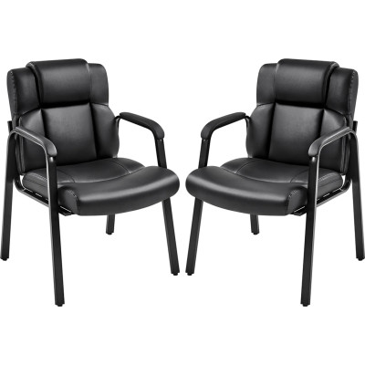 Sada 2 židlí 613892 black, černá umělá kůže, polstrované područky, výška 91,5 cm - B