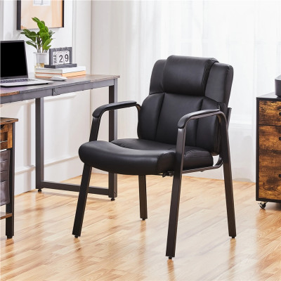 Sada 2 židlí 613892 black, černá umělá kůže, polstrované područky, výška 91,5 cm - B