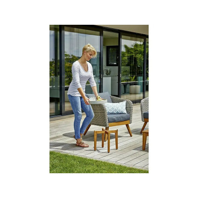 Kulatý zahradní odkládací stolek, šedo-hnědý - B