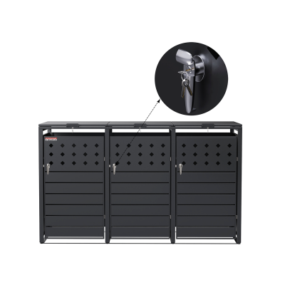 Přístřešek na popelnice D04GW3, na 3 popelnice, celokovový kryt