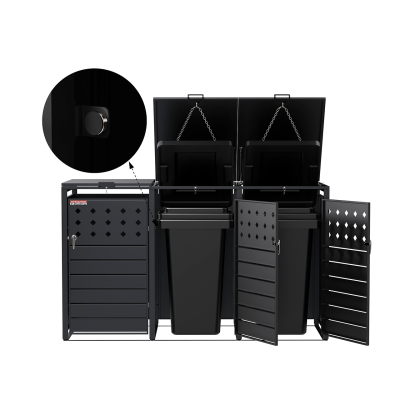 Přístřešek na popelnice D04GW3, na 3 popelnice, celokovový kryt