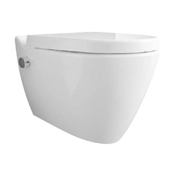 Závěsné sprchové WC Mineral, splachování bez okraje, bez speciální glazury, 3 - 4 l, 35 x 34 x 53 cm, bez wc sedátka - B