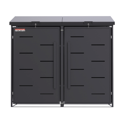 Přístřešek na popelnice D07GG2, na 2 popelnice, celokovový kryt, moderní, antracit