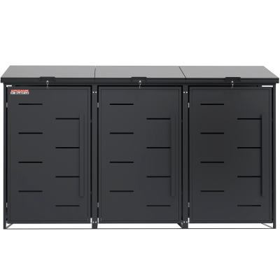 Přístřešek na popelnice D04GW3, na 3 popelnice, celokovový kryt