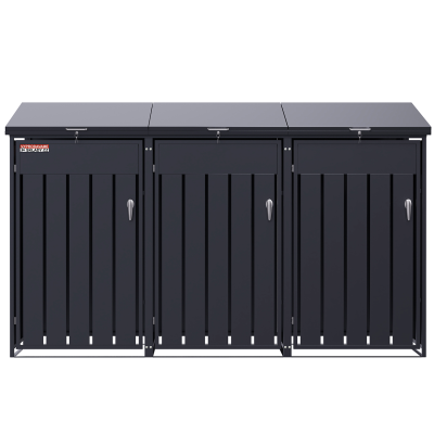 Přístřešek na popelnice D04GW3, na 3 popelnice, celokovový kryt