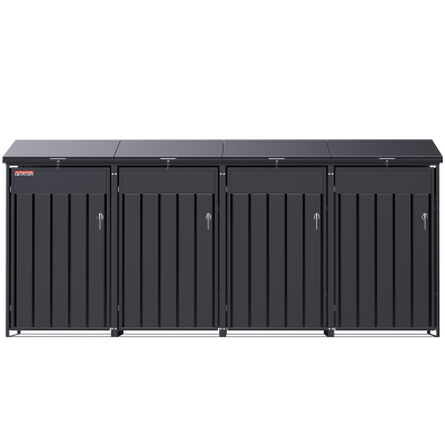 copy of Přístřešek na popelnice D04GW3, na 3 popelnice, celokovový kryt, moderní, antracit/hnědý - N