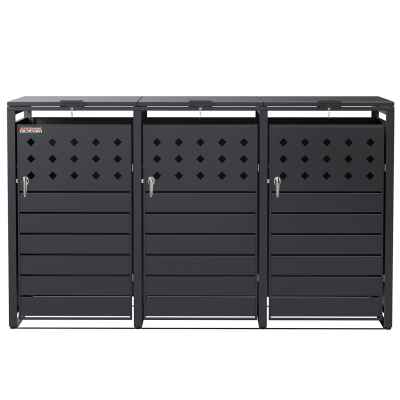 Přístřešek na popelnice D04GW3, na 3 popelnice, celokovový kryt