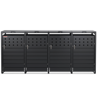 Přístřešek na popelnice D04GW3, na 3 popelnice, celokovový kryt