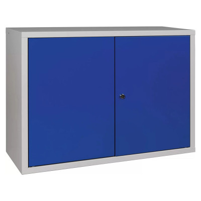 Plechová závěsná skříňka, 1 police, šedo/modrá - B