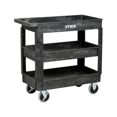 Víceúčelový plastový vozík STIER, nosnost 250 kg, 87 x 43 x 85 cm - A