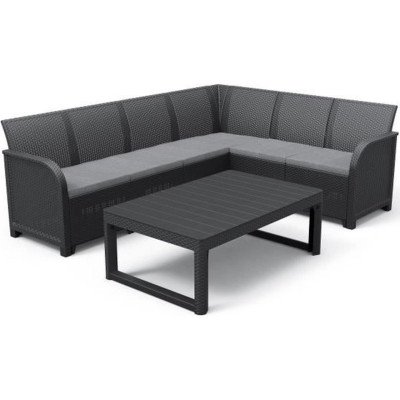 Zahradní nábytek ALLIBERT SanRemo Lyon pro 6 osob, černo/šedý - A