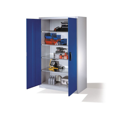 Dílenská skříň C+P s výklopnými dveřmi, 1950 x 1200 x 600 mm, modrá - B