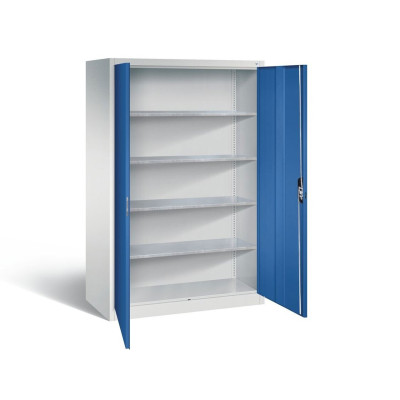 Dílenská skříň C+P s výklopnými dveřmi, 1950 x 1200 x 600 mm, modrá - B