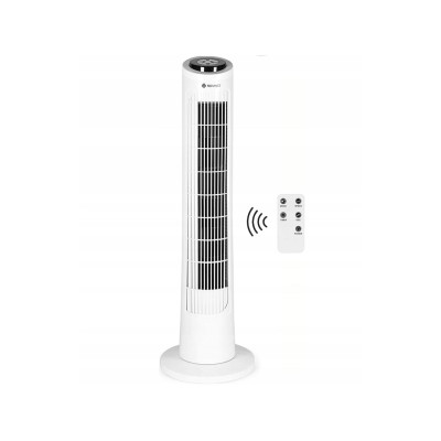 Sloupový ventilátor s dálkovým ovládáním TECVANCE, otočný, 90 st., bílý - N