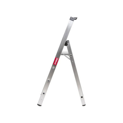 Štaflový žebřík STIER 4 schody, jednostranný přístup, stříbrný - A