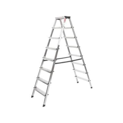 Štaflový žebřík STIER 2 x 8 schodů, stříbrný - A