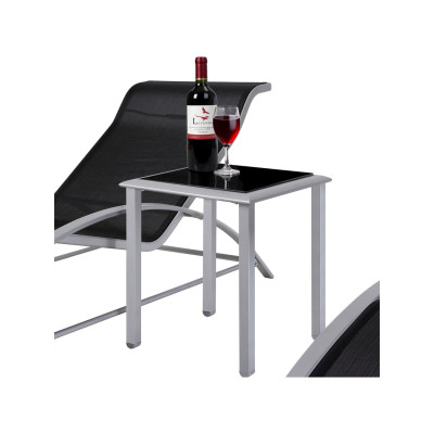 copy of Zahradní lehátka a hliníkový stůl, 2 kusy, černé - B