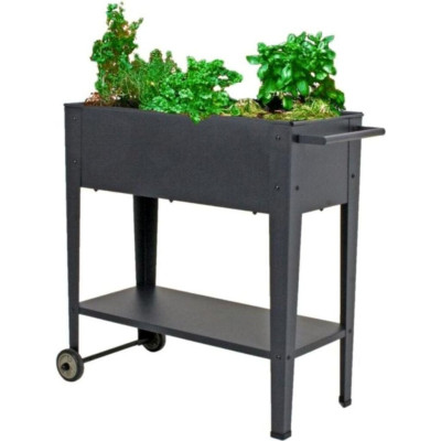 Zahradní záhon Violetta, kovový, antracitový, obdélníkový, 82 x 80 cm - A