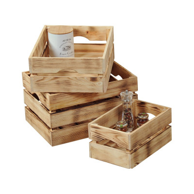 Dekorativní box, borovice 40 x 30 x 23 cm, set 4 ks - N