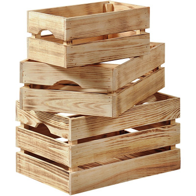 Dřevěná bedna Kesper, borovice, plamenná úprava, 15 x 30 x 40 cm, 18 l, 4 ks - N