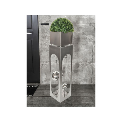 Sloupový květináč pro rostliny, 110 cm, nerezová ocel, stříbrná - A