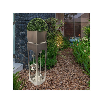 Sloupový květináč pro rostliny, 110 cm, nerezová ocel, stříbrná - A