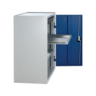 Skříňka na nářadí 1000 x 1000 x 500 mm, 1 zásuvka, 2 dveře, šedo/modrá - B