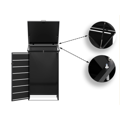 Přístřešek na popelnice D01GW3, na 3 popelnice, celokovový kryt, moderní, antracit/hnědý