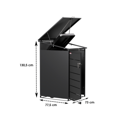 Přístřešek na popelnice D01GW3, na 3 popelnice, celokovový kryt, moderní, antracit/hnědý