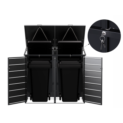 Přístřešek na popelnice D01GW3, na 3 popelnice, celokovový kryt, moderní, antracit/hnědý