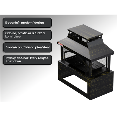 Celokovové ohniště FPT02, 94 x 82 x 45 cm, s ochranou proti dešti - N