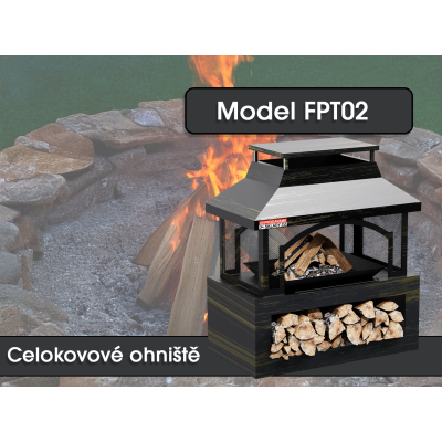 Celokovové ohniště FPT02, 94 x 82 x 45 cm, s ochranou proti dešti - N