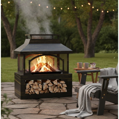 Celokovové ohniště FPT02, 94 x 82 x 45 cm, s ochranou proti dešti - N