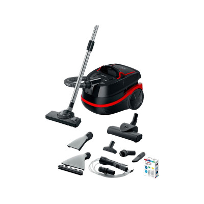Víceúčelový vysavač BOSCH BWD421POW AquaWash&Clean, černo/červený - B
