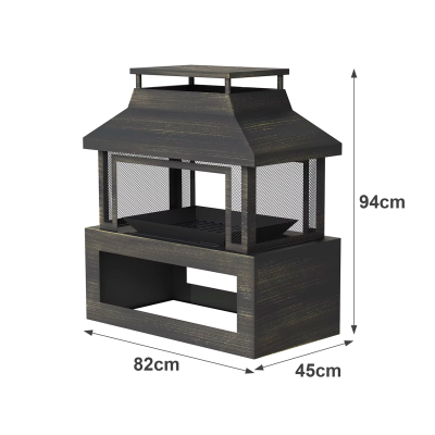 Celokovové ohniště FPT02, 94 x 82 x 45 cm, s ochranou proti dešti - N