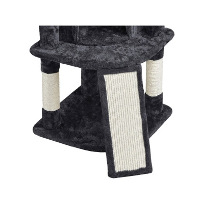 Škrabadlo s kočičí jeskyní 593206 black, stabilní kočičí bouda, černá - A