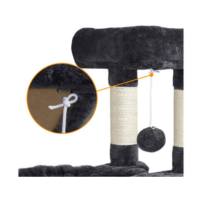 Škrabadlo s kočičí jeskyní 593206 black, stabilní kočičí bouda, černá - A