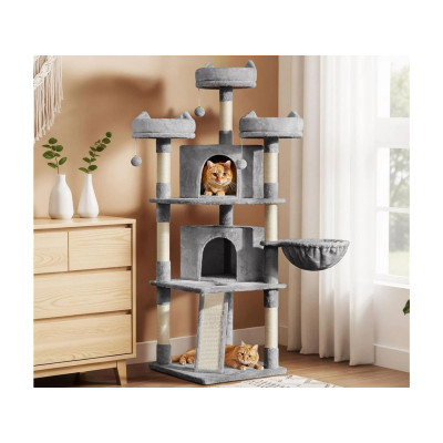 Škrabadlo pro kočky se sisalovými sloupky a jeskyněmi, 615090 light gray - B