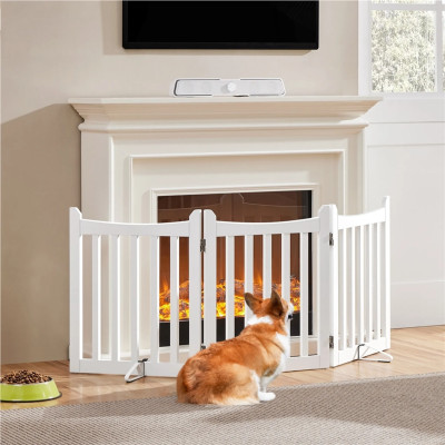 Skládací psí zábrana 593211 white 3pc, ze dřeva, bílá - A