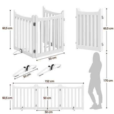 Skládací psí zábrana 593211 white 3pc, ze dřeva, bílá - A