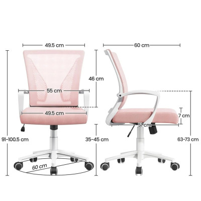 Kancelářská židle 591680 pink, výškově nastavitelná - B