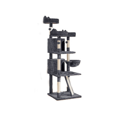 Škrabadlo pro kočky 615090 dark gray, se sisalovými sloupky a jeskyněmi, 175cm - A