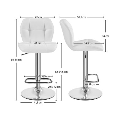 Barová židle výškově nastavitelná 593338 white, bílá - B