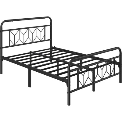 Kovový rám postele 615152 black, 140 x 200 cm, černý - A