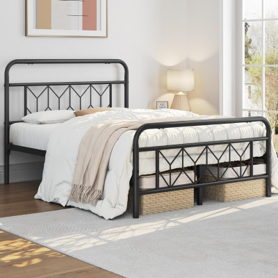 Kovový rám postele 615152 black, 140 x 200 cm, černý - A