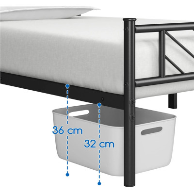 Kovový rám postele 615144 black, 140 x 200 cm, černá - A