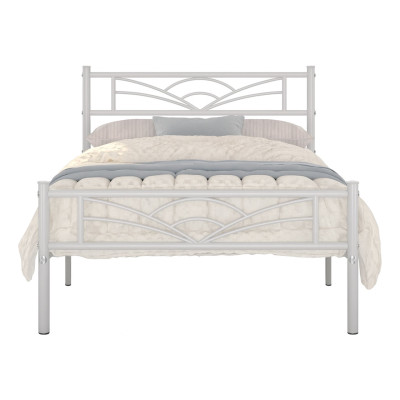 Kovový rám postele 613600, kovová postel s roštem, bílá, 90 x 200 cm